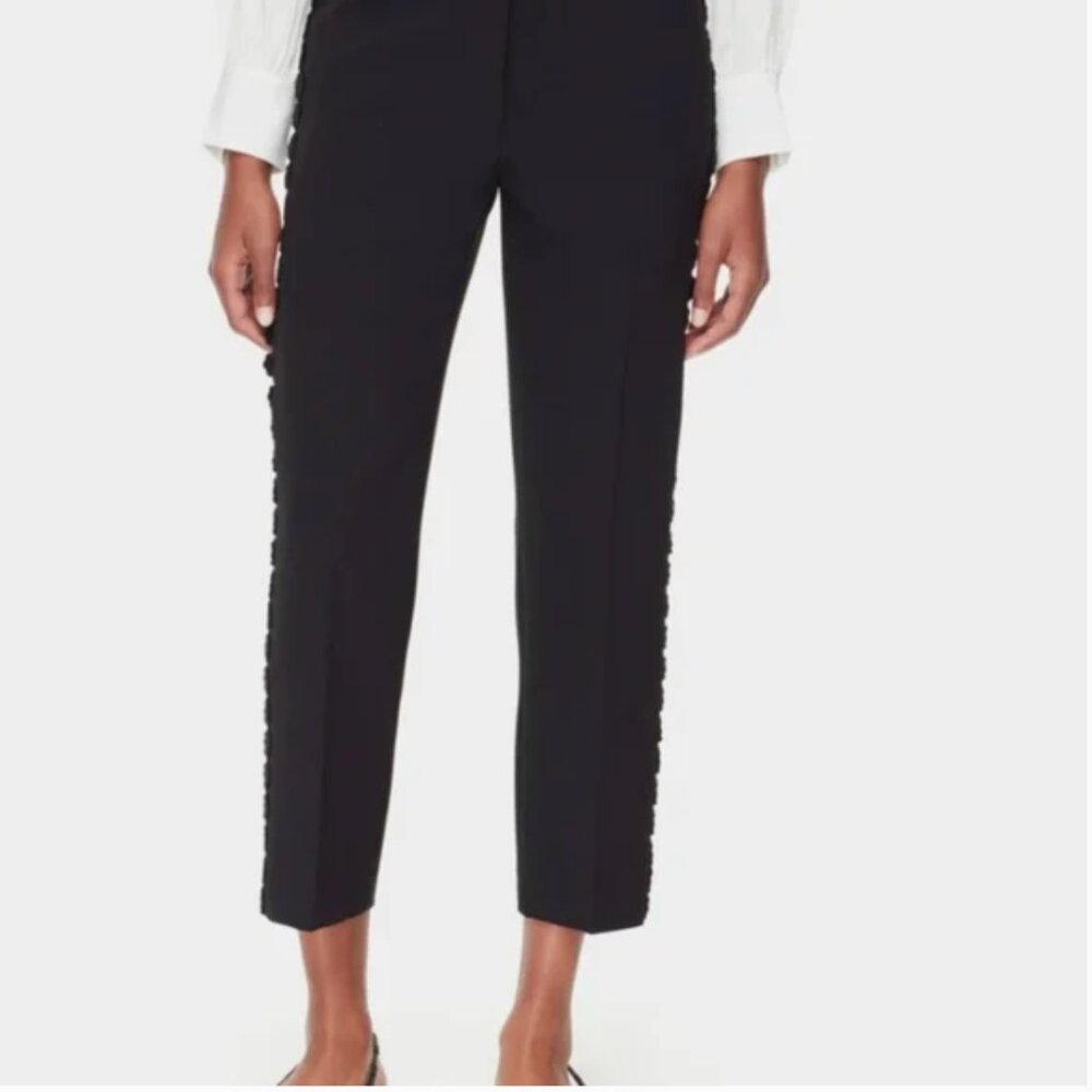 Kate Spade Black Cigarette Dress Pants Floral Detail Lace Trim Women’s Sz 10 NWT